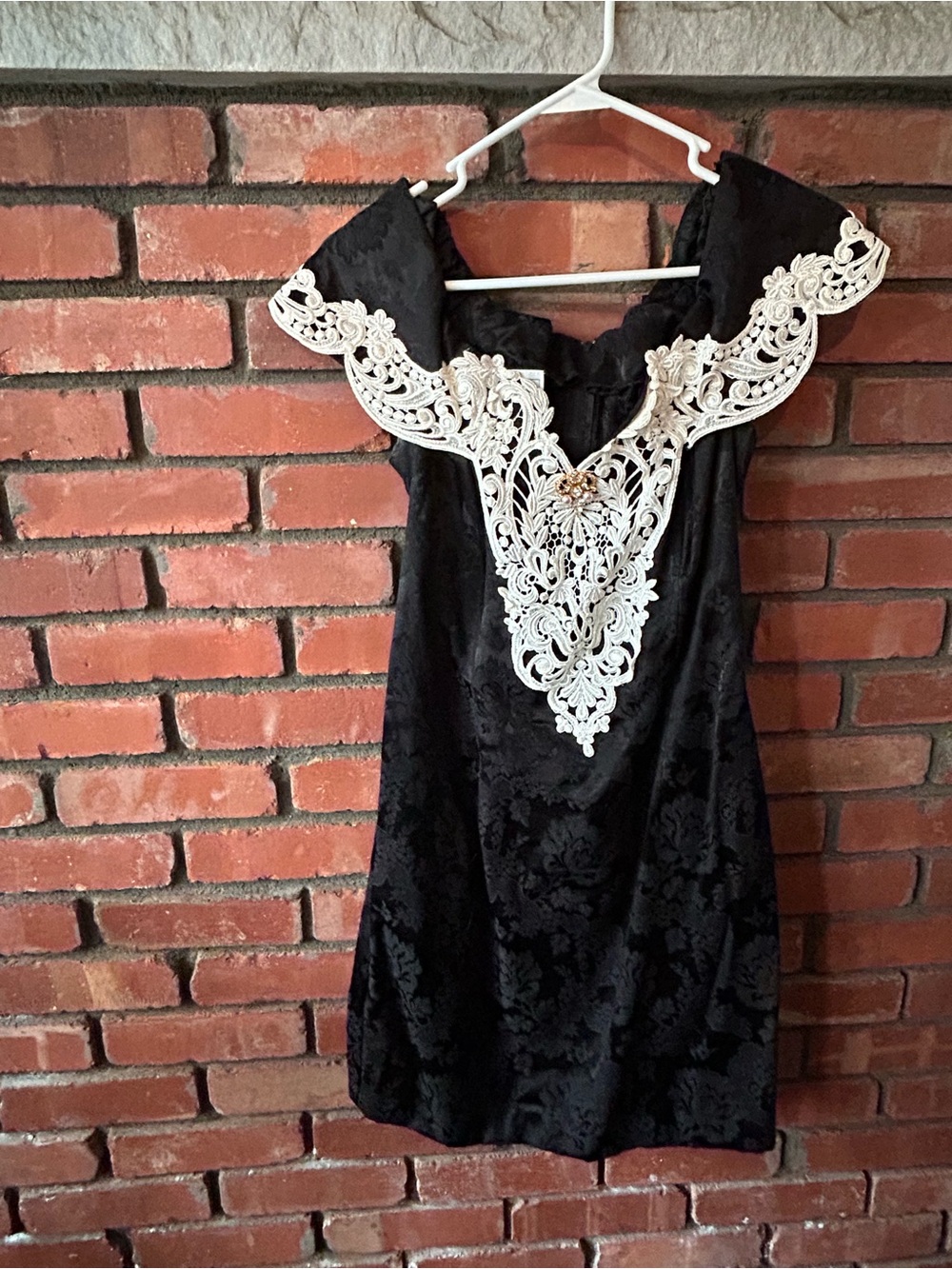 Scott McClintock Black Mini Dress with Ivory Lace Applique